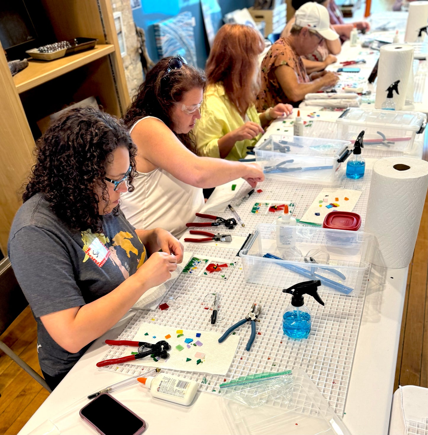 July 19 Fused Glass Workshop in Grand Haven 1pm-3pm -Fused Glass Bluebirds On Stand