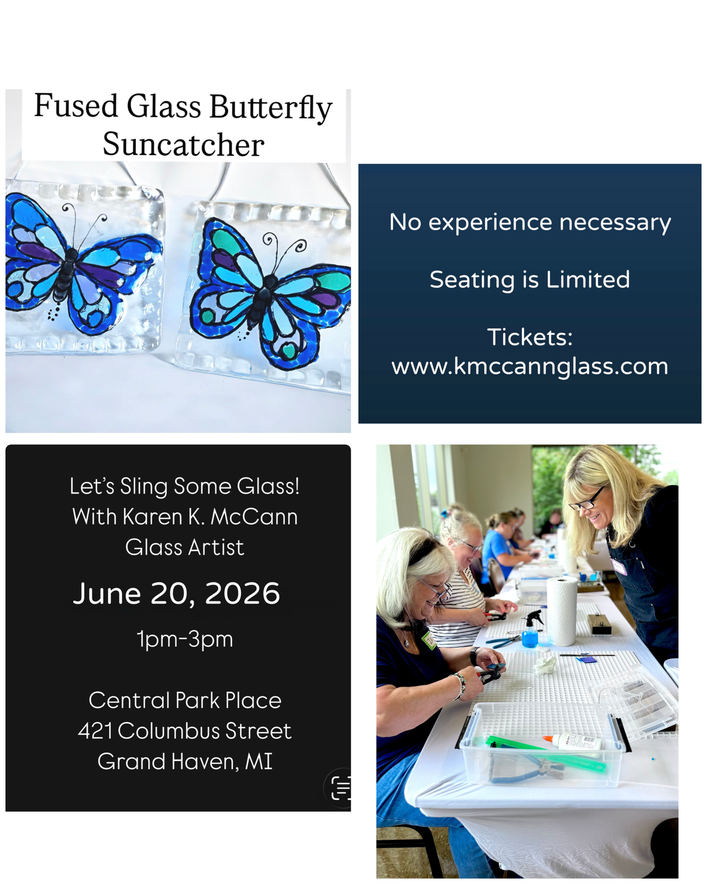 Fused Glass Butterfly Suncatcher Workshop With Karen K. McCann June 20 1pm-3pm