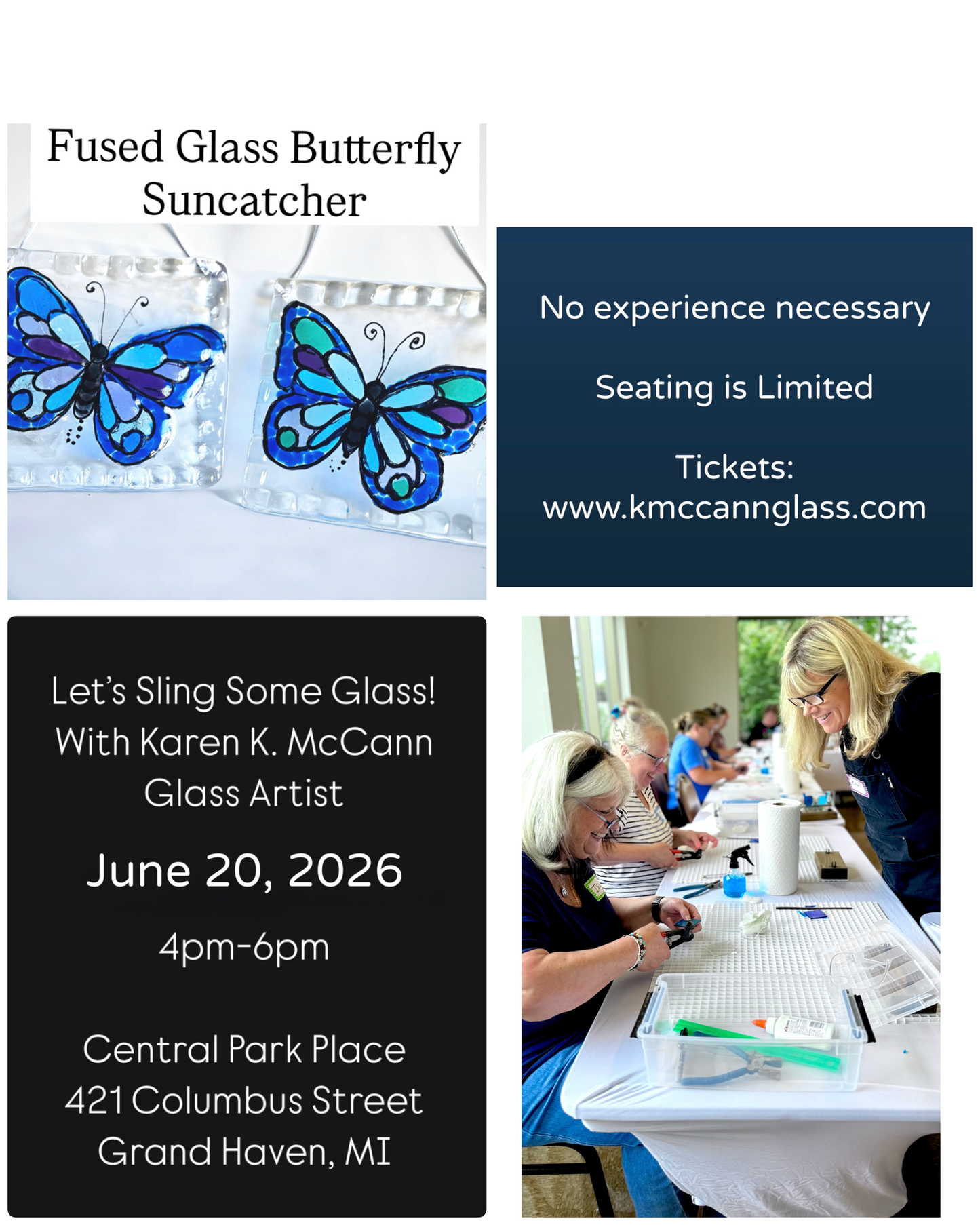 Fused Glass Butterfly Suncatcher Workshop With Karen K. McCann June 20 4pm-6pm